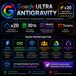 ⭐Google Antigravity Ultra x20 | Использование полной квоты | 25 000 кредитов | Войдит