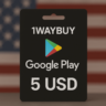США  ГУГЛ ПЛЕЙ 5 USD  Подарочная карта код оплаты