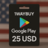 США  ГУГЛ ПЛЕЙ 25 USD  Подарочная карта код оплаты