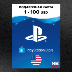 Карта PlayStation PSN 1-100 USD (Доллары) [США] АВТОВЫДАЧА
