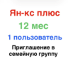 Ян-кс Плюс 12 месяцев для 1 участника