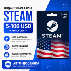 Подарочная карта Steam США 5–100 USD | Автодоставка
