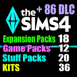 SIMS 4   86 DLC (18 допов 12 наборов 20 кат. 36 компл.)