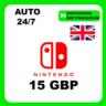 АВТО КАРТА ПОПОЛНЕНИЯ Nintendo eShop 15 GBP UK 24/7