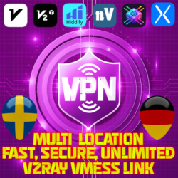 1 месяц V2Ray VPN —несколько локаций —10Гбит/с  999ГБ