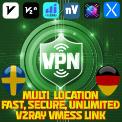 1 месяц V2Ray VPN —несколько локаций —10Гбит/с  999ГБ