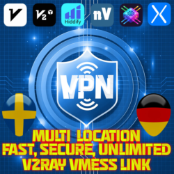3 месяц V2Ray VPN —несколько локаций —10Гбит/с  999ГБ