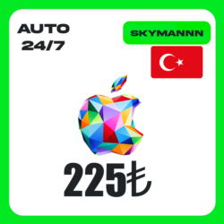 Apple iTunes 225 TL ТУРЦИЯ ПОДАРОЧНАЯ КАРТА AUTO 24/7