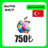 Apple iTunes 750 TL ТУРЦИЯ ПОДАРОЧНАЯ КАРТА AUTO 24/7