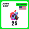 Apple iTunes 2$ USD США ПОДАРОЧНАЯ КАРТА АВТО 24/7
