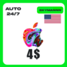Apple iTunes 4$ USD США ПОДАРОЧНАЯ КАРТА АВТО 24/7