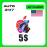 Apple iTunes 5$ USD США ПОДАРОЧНАЯ КАРТА АВТО 24/7