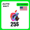 Apple iTunes 25$ USD США ПОДАРОЧНАЯ КАРТА АВТО 24/7