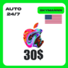 Apple iTunes 30$ USD США ПОДАРОЧНАЯ КАРТА АВТО 24/7