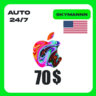 Apple iTunes 70$ USD США ПОДАРОЧНАЯ КАРТА АВТО 24/7