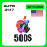 Apple iTunes 500$ USD США ПОДАРОЧНАЯ КАРТА АВТО 24/7