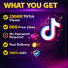 25 000 просмотров в TikTok   500 бесплатных лайков. Быс