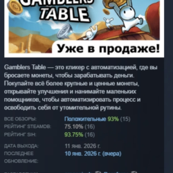 Gamblers Table АВТОДОСТАВКА STEAM GLOBAL МГНОВЕННО ЛИЦЕНЗИЯ