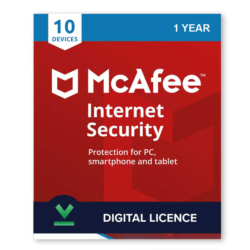 Ключ активации интернет-безопасности McAfee на 1 год дл