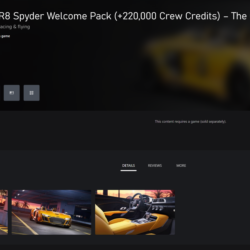 AUDI R8 SPYDER WELCOME PACK ( 220,000 CREW CREDITS) – THE CREW MOTORFEST XBOX КЛЮЧ/КО