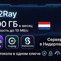 Ключ V2Ray — 100 ГБ / месяц, скорость до 100 Мбит/с Нидерланды