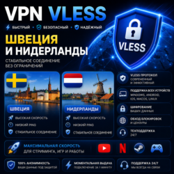 ЛИЧНЫЙ VPN VLESS НИДЕРЛАНДЫ ШВЕЦИЯ ВПН  обход глушилок белый список 14 деней