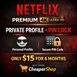 6 месяцев Netflix Premium 4K UHD (Личный профиль и PIN-код)