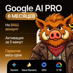 [ХИТ] Google AI PRO l 24/7 АВТО l Gemini 3.7, Nano Banana Pro, Veo 3.1, 5 TB