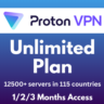 Безлимитный тарифный план Proton VPN – автоматическая доставка | 1/2/3 месяца