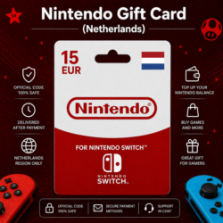 Nintendo Gift Card (Нидерланды) 15–100 EUR | Код пополнения Nintendo