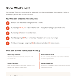 Marketplace-AI - 12 промптов для продаж на eBay, Etsy, Mercari, Vinted, Facebook Mark