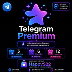 Telegram Premium    Мгновенная автоматическая доставка 24/7 | 3, 6 и 12 месяцев