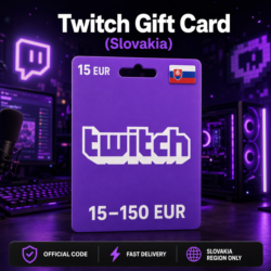 Twitch Gift Card (Словакия) 15–150 EUR | Код пополнения