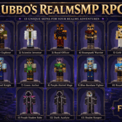 КЛЮЧ Java & Bedrock Edition  «Tubbo&acute;s RealmSMP RPG»  «СКИН ПАК ИЗ 13 ШТУК»