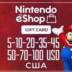 Карта Nintendo eShop 5-10-20-35-50-70-100 долларов США