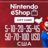 Карта Nintendo eShop 5-10-20-35-50-70-100 долларов США