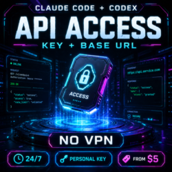 [24/7] Claude Code API — ключ   Base URL, Opus 4.8 / Sonnet 4.6, без VPN