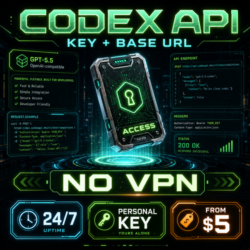 [24/7] Codex OpenAI/ChatGpt — ключ   Base URL, GPT-5.5 / other, без VPN
