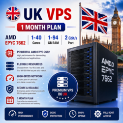 Великобритания VPS - 1 Месяц | AMD EPYC 7662 | Быстрый NVMe | Порт 2 Гбит/с