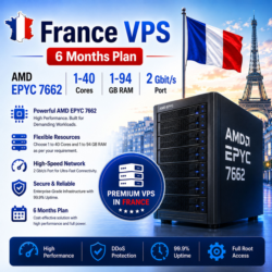 Франция VPS - 6 Месяцев | AMD EPYC 7662 | Быстрый NVMe | Порт 2 Гбит/с