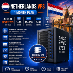 Нидерланды VPS - 1 Месяц | AMD EPYC 7763 | Быстрый NVMe | Порт 2 Гбит/с