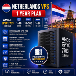 Нидерланды VPS - 1 Год | AMD EPYC 7763 | Быстрый NVMe | Порт 2 Гбит/с