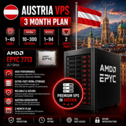 Австрия VPS - 3 Месяца | AMD EPYC 7713 | Быстрый NVMe | Порт 2 Гбит/с