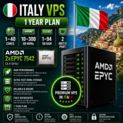 Италия VPS - 1 Год | AMD 2xEPYC 7542 | Быстрый NVMe | Порт 2 Гбит/с
