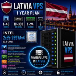 Латвия VPS - 1 Год | Intel 2xE5-2697Av4 | Быстрый NVMe | Порт 2 Гбит/с