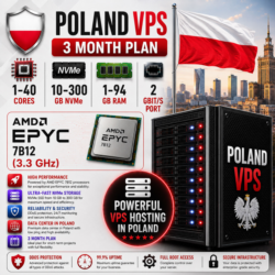 Польша VPS - 3 Месяца | AMD EPYC 7B12 | Быстрый NVMe | Порт 2 Гбит/с