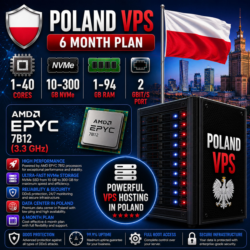 Польша VPS - 6 Месяцев | AMD EPYC 7B12 | Быстрый NVMe | Порт 2 Гбит/с