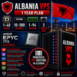 Албания VPS - 1 Год | AMD EPYC 7713 | Быстрый NVMe | Порт 2 Гбит/с