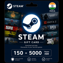 STEAM WALLET TOP-UP  150 - 5000 INR(Rupee) INDIA