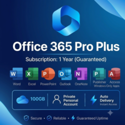 Office 365 Pro Plus | Полный набор приложений, 100 ГБ OneDrive | Windows PC/Mac | 1 г